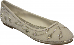 LADIES FLAT SHOES W/ RHINESTONES DESIGN (WHITE)